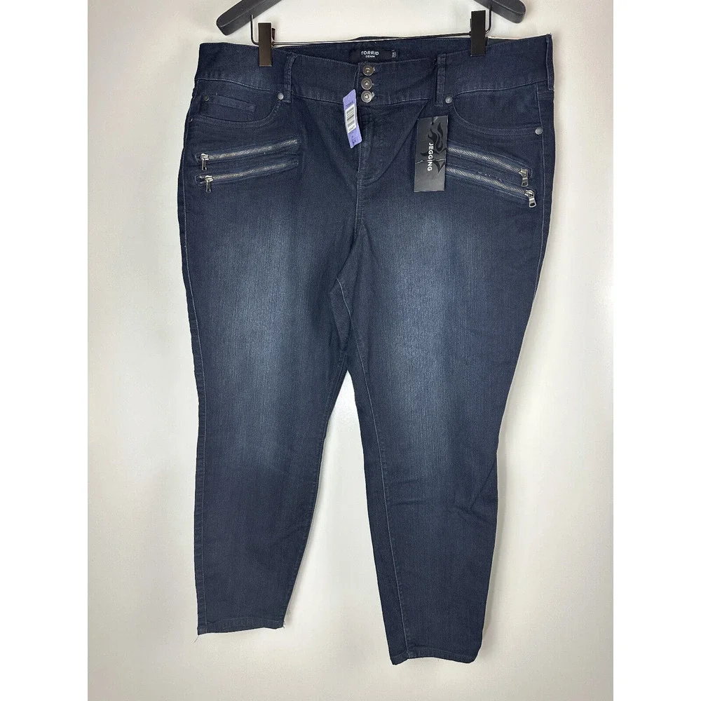 NWT Torrid Jegging Moto Multi Zip Stretch Dark Wash Jeans Women's Plus Size 26 - Picture 10 of 11
